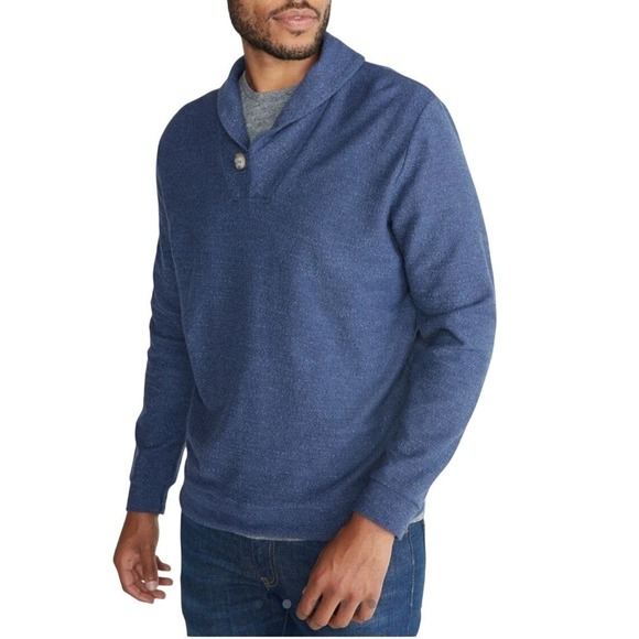Marine Layer Sweater Shawl Neck Denim Blue Sz S Davis Lightweight Cotton Blend - Picture 2 of 9